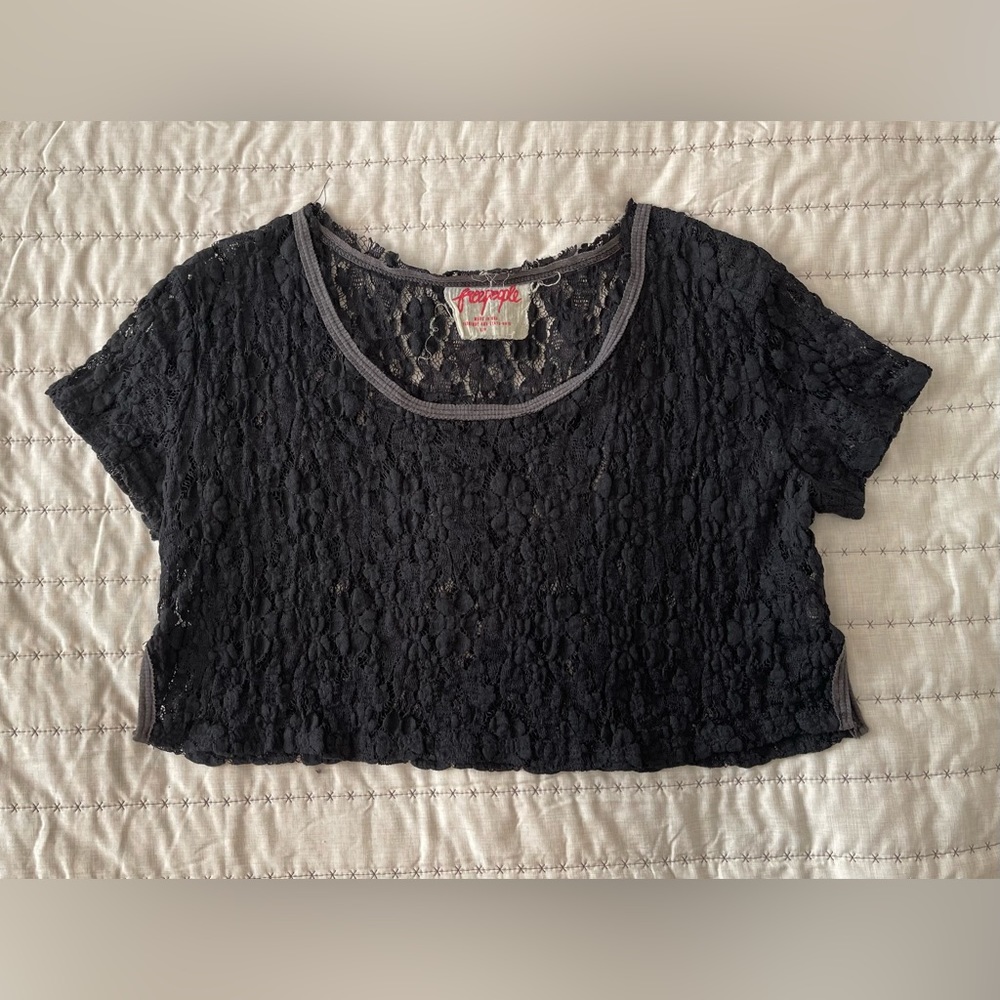 Free People Black Lace Crop Top